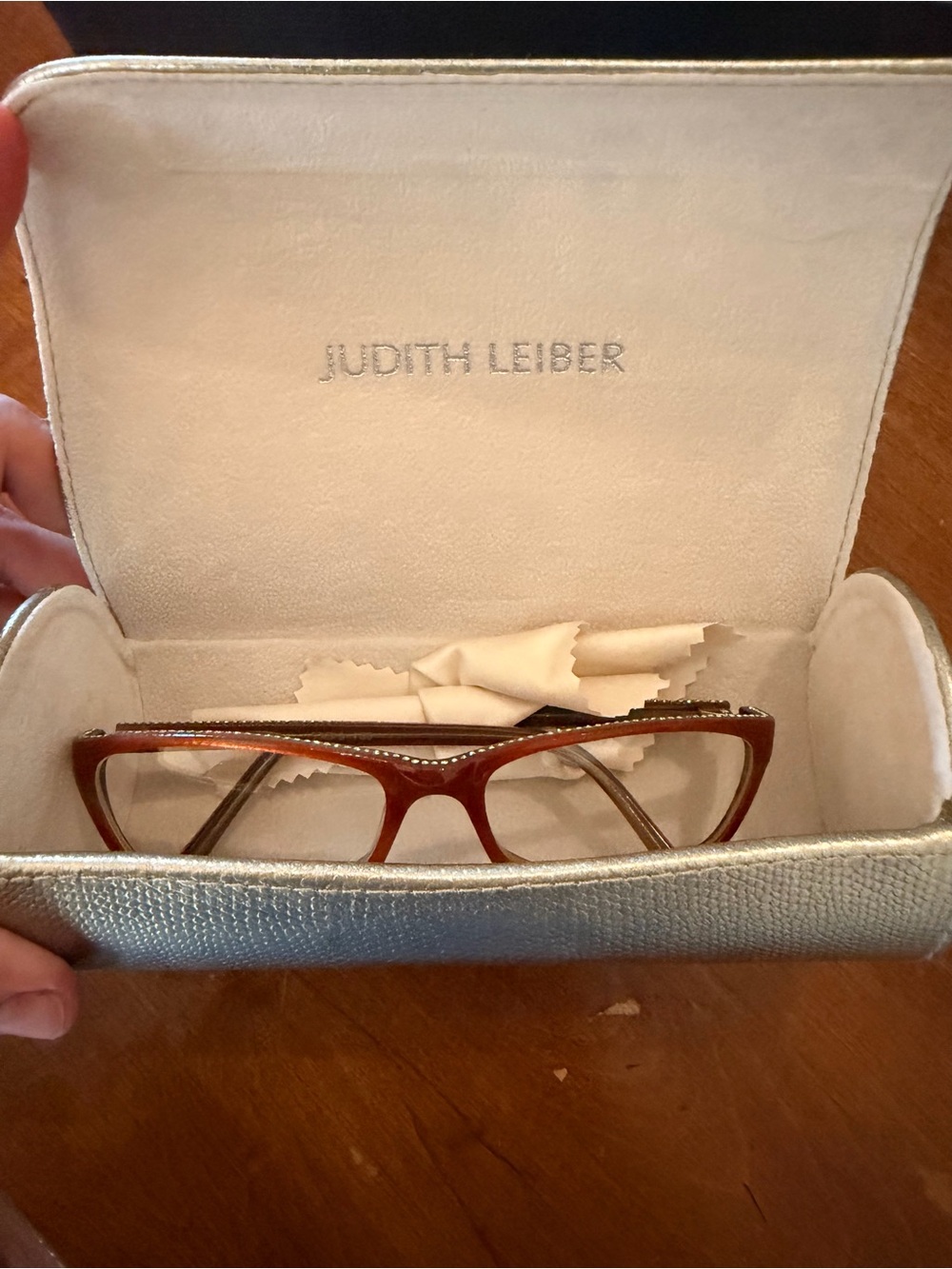 Judith Leiber Brown Cat-Eye Eyeglass Frames